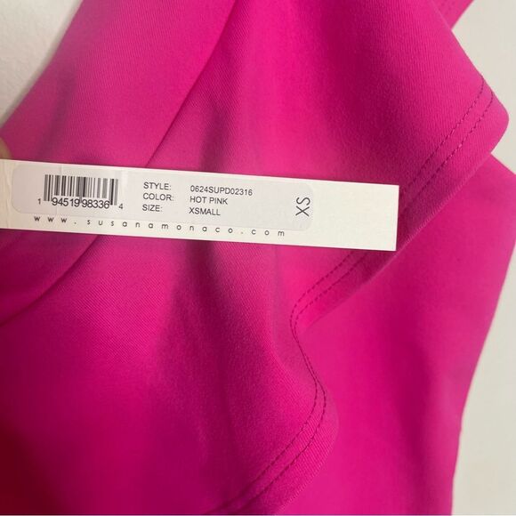 Susana Monaco One Shoulder Ruffle Trim Dress Size XS NEW - Picture 7 of 7